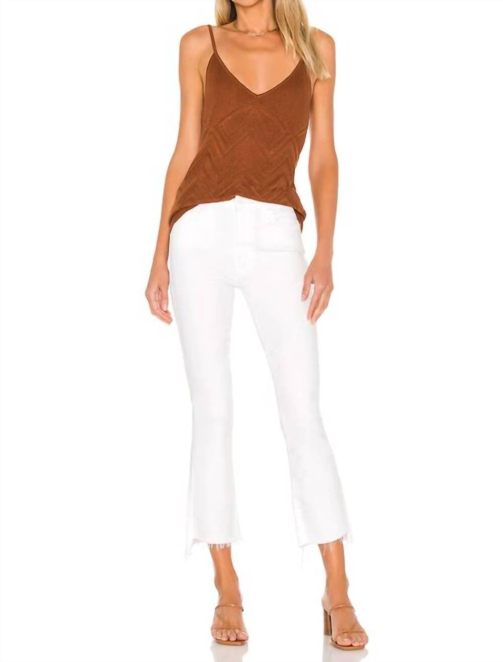 NEW MOTHER insider crop step fray jeans in fairest of them all